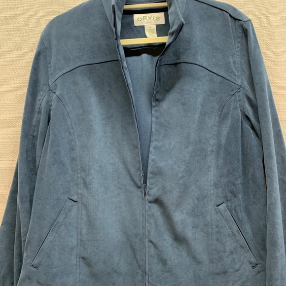 ORVIS Womens Blue Faux Suede Full Zip Hunting Jacket Coat Size 14 (KH90) - Picture 2 of 7